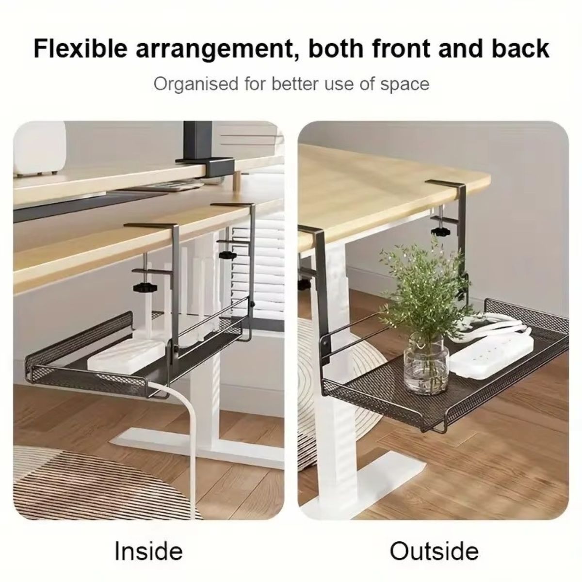 Gadget Wagon Cable Management Tray Organizer Under Desk Slim for Office and Home No Drill Metal, Black FREE SHIPPING