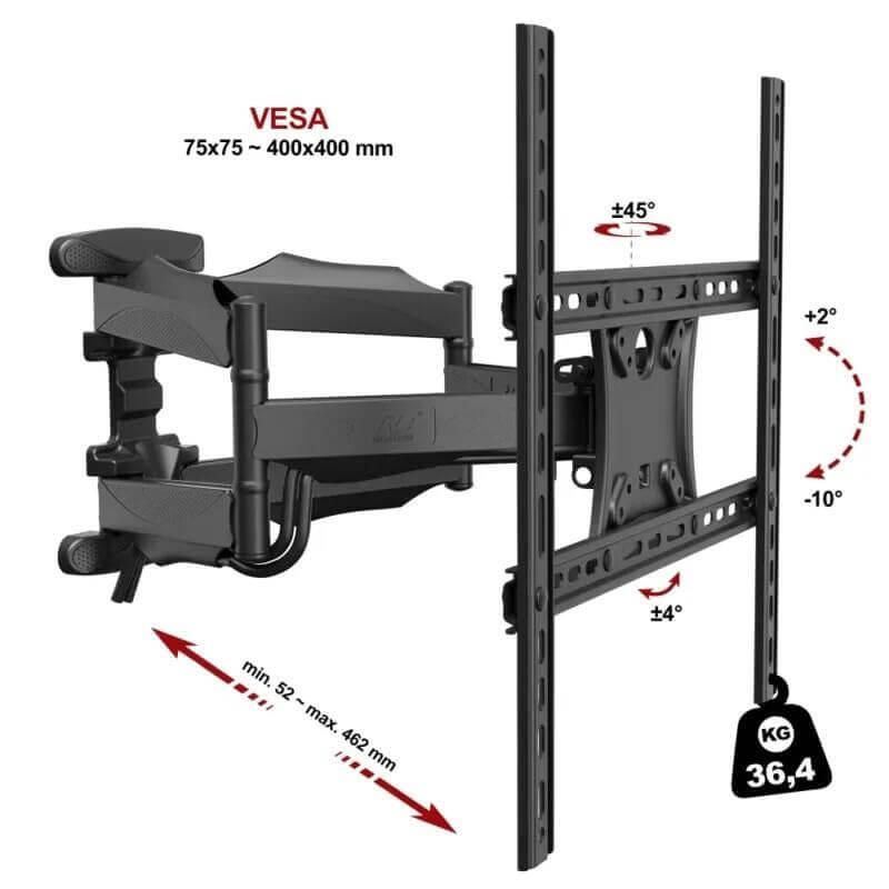 P5 TV Wall Mount Bracket | 40"-75" LCD & LED | 6 Swing Arm | Tilt & Swivel