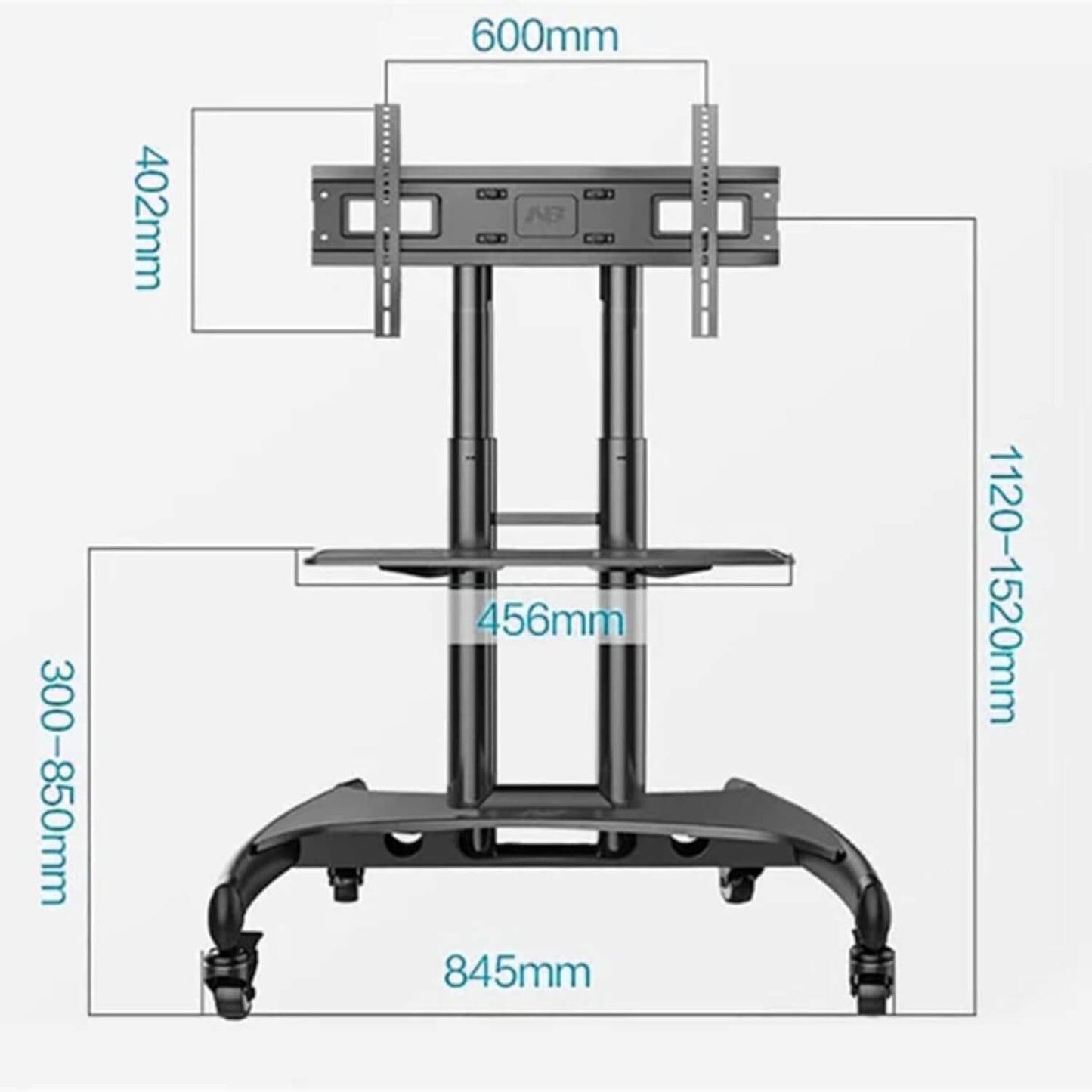 NB 32 to 75" TV Portable Wheel Stand with AV/VC Shelf 1500-60-1P Free Shipping