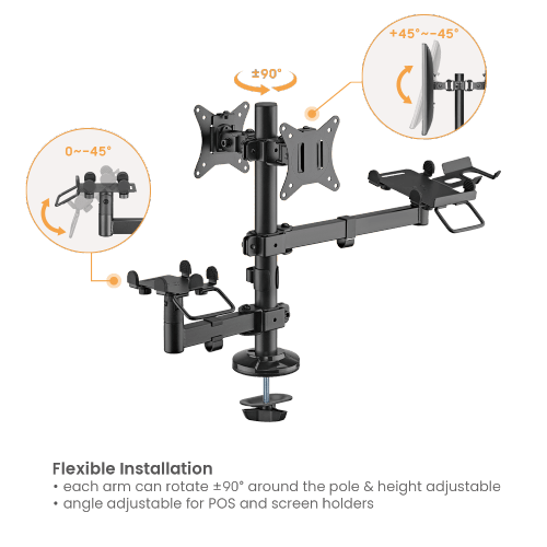 Lumi PMM 02 SD POS Mounting Solution for Dual Screens Pole Mount Stand For POS & Commercial Display System free shipping