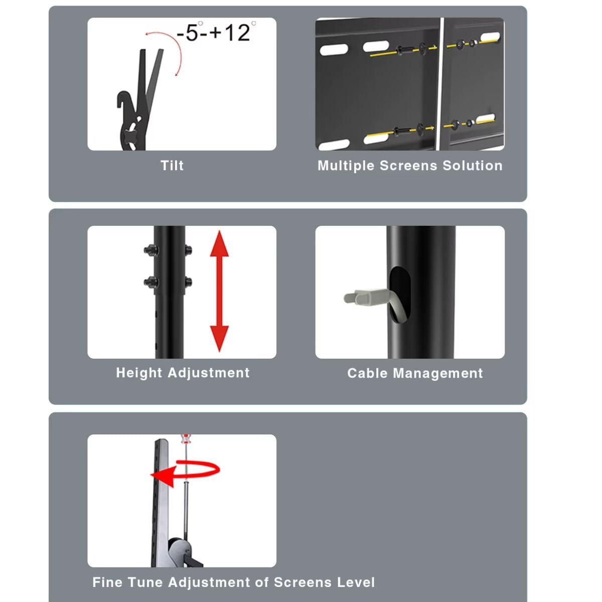 Gadget Wagon Dual TV Ceiling Mount for 43"–80" Screens | Heavy Duty 75kg Load | Adjustable VESA 400×400 to 900x600 mm FREE SHIPPING