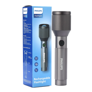 Philips Aircraft Aluminium Alloy 22cms Zoom LED Rechargeable Flashlight / Torch – 1000Lumens, 900m Range, 2000mAh SFL2142/56 free shipping