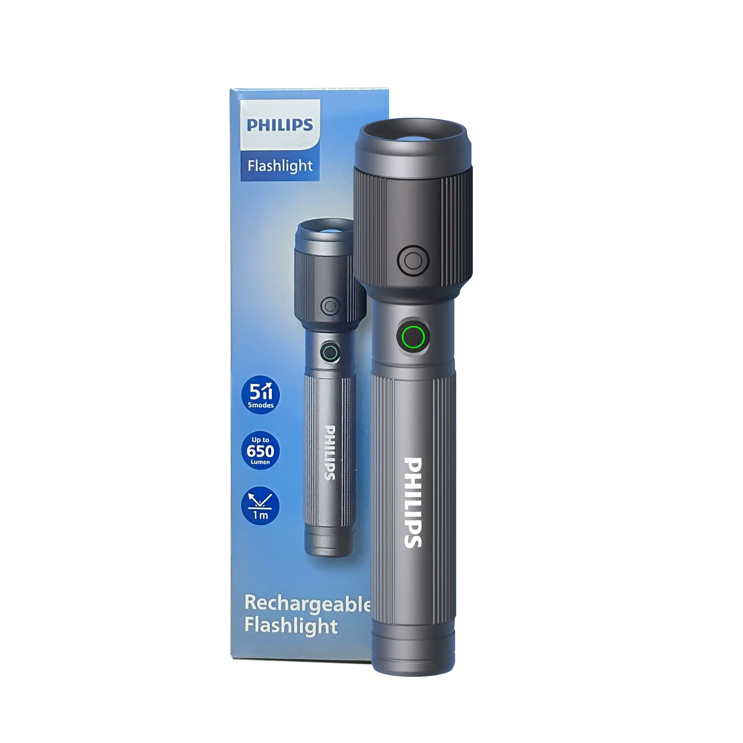 Philips Aircraft Aluminium Alloy 22.5cms LED Rechargeable Flashlight / Torch – 650Lumens, 450m Range, 3000mAh SFL2243/56 free shipping