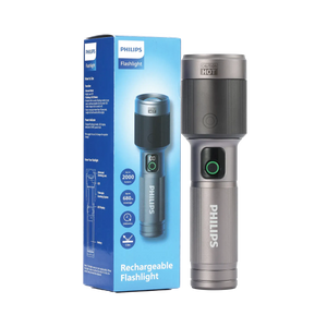 Philips Aircraft Aluminium Alloy 24.5cms Zoom LED Rechargeable Flashlight / Torch – 2000Lumens, 680m Range, 4500mAh SFL5101/56 free shipping