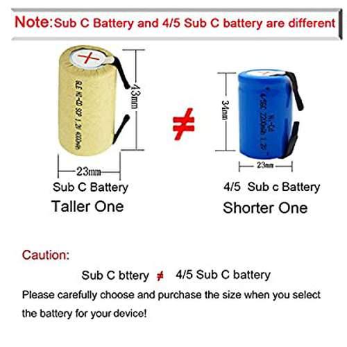 1.2 V 1900 mAh 4/5 SUB C Rechargeable battery for Torch , Radio ,..1 Unit - GADGET WAGON Batteries