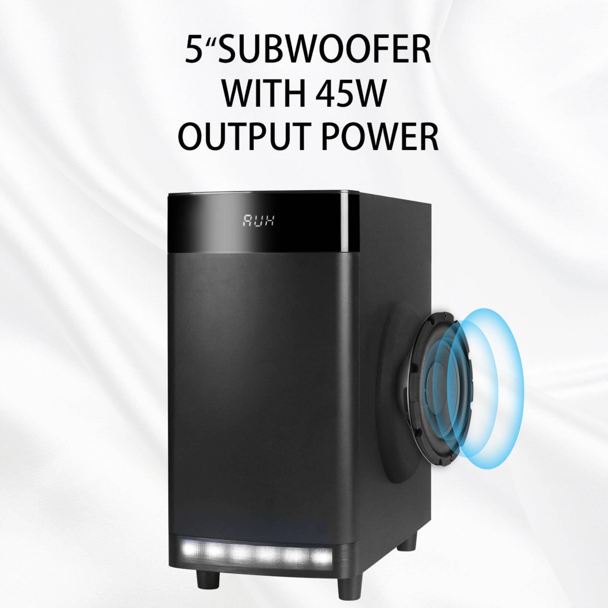 5.1 Subwoofer Speaker Home Theater System with Bluetooth, FM Radio, AUX, Card, USB - GADGET WAGON