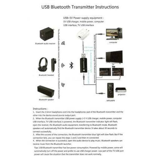 Bluetooth Receiver Transmitter Stereo mm Wireless USB Audio