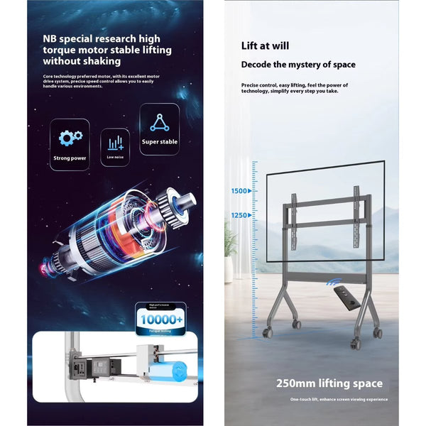 Remote Control Camera Floor Interactive Panel TV Movable Floor Stand Motorised Steel Video Cart ...