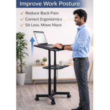 Height Adjustable Laptop Table with Wheels & Tilt | Sit Stand Workstation Dual Shelf free shipping