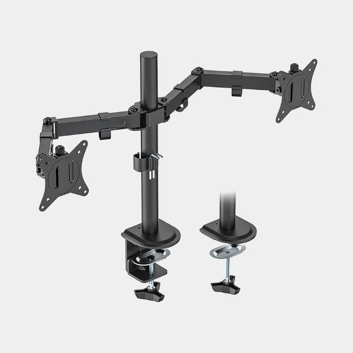 Dual Monitor Desk Arm | 13-27" | 9kg Capacity | Tilt, Swivel, Clamp & Grommet