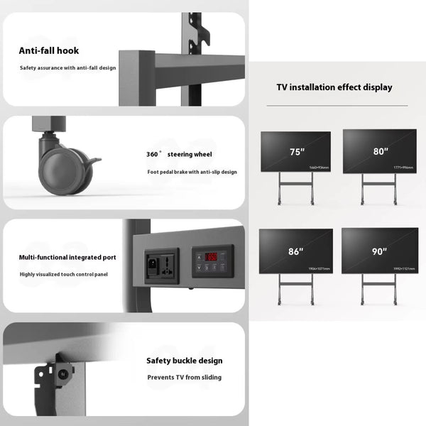 Remote Control Camera Floor Interactive Panel TV Movable Floor Stand Motorised Steel Video Cart ...
