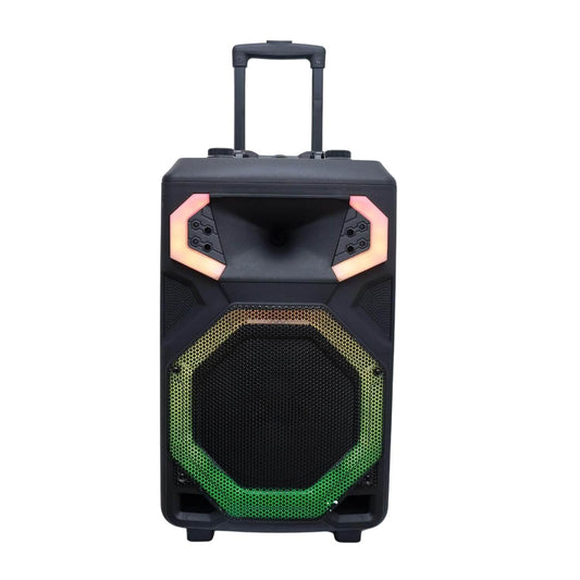 Mitsun 15" Bluetooth Trolley Speaker with Wireless mics, FM Radio, USB & Recording Option, Mic Echo Control