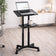 Laptop Table with Wheels & Tilt | Sit Stand Workstation Dual Shelf Mobile Podium Desk