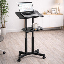 Height Adjustable Laptop Table with Wheels & Tilt | Sit Stand Workstation Dual Shelf free shipping