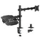 17-32 Inch Articulating Monitor Arm with Laptop Holder 2-in-1 Clamp and Grommet Base, Adjustable Height, Retractable Clamps with Cable Cutouts, Non-Slip Pads, Safety Ledge