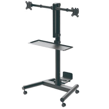 Gadget Wagon Mobile Desktop Monitor and CPU Stand with Keyboard Tray, Height Adjustable, Rolling Base