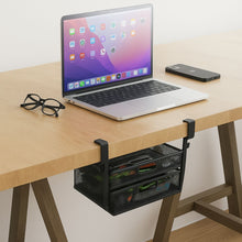 Gadget Wagon Metal Under Desk Organizer with 2 Shelves – No Drill, Office & Home Use (Black) free shipping
