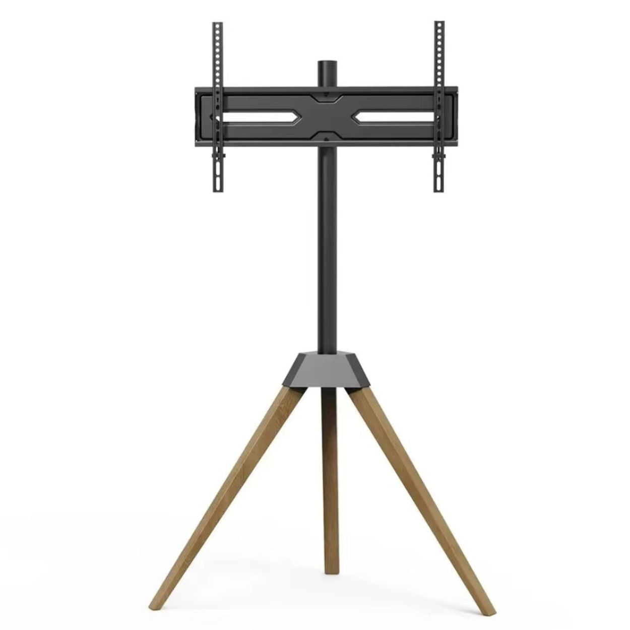 Gadget Wagon Wooden Tripod TV Stand for 32–65 Inch LED LCD Smart TV | Floor Standing TV Mount with Swivel ±25° | Height Adjustable | Heavy Duty 35 kg Capacity | VESA up to 600×400mm FREE SHIPPING