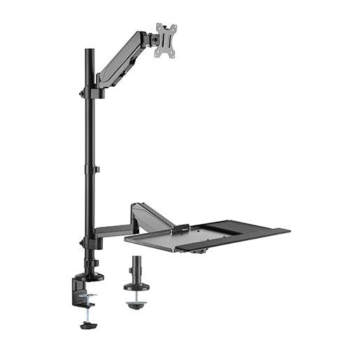 Gadget Wagon 22 - 32" monitor mount Pole held floating sit-stand desk converter with single DWS20-C01 Free Shipping