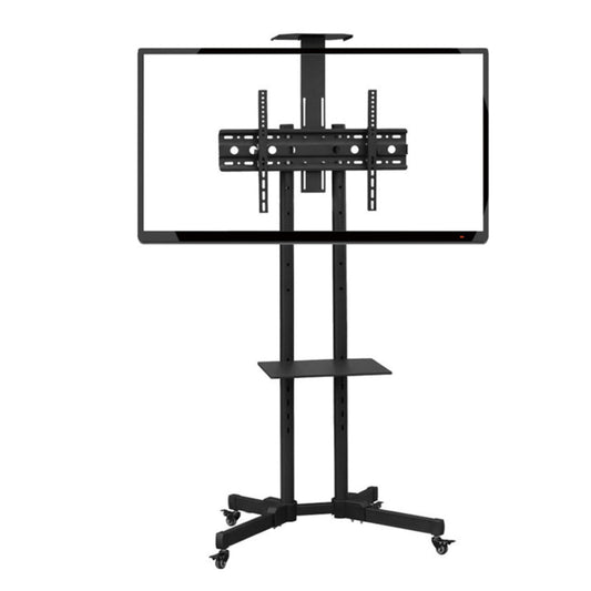 32 - 55" LED TV Cart trolley Stand Tempered Glass Base Portable with wheels