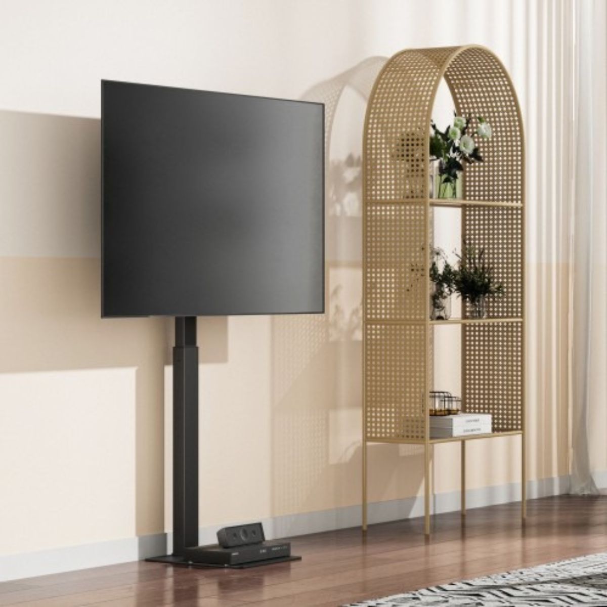 Lumi TV Floor Stand 37-75 Inches Cable Management , Swivel & Height Adjustable LDT03-17FLN free shipping
