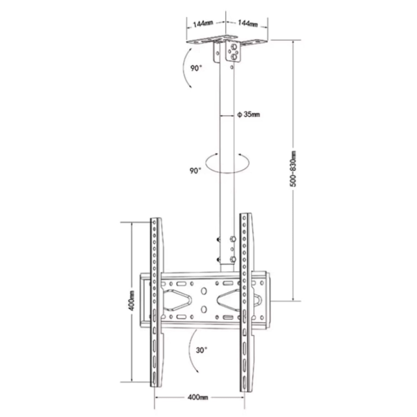 Gadget Wagon 32 - 55 Inches LED TV Ceiling Mount upto 3 Feet Wall with Tilt 15 degrees free shipping