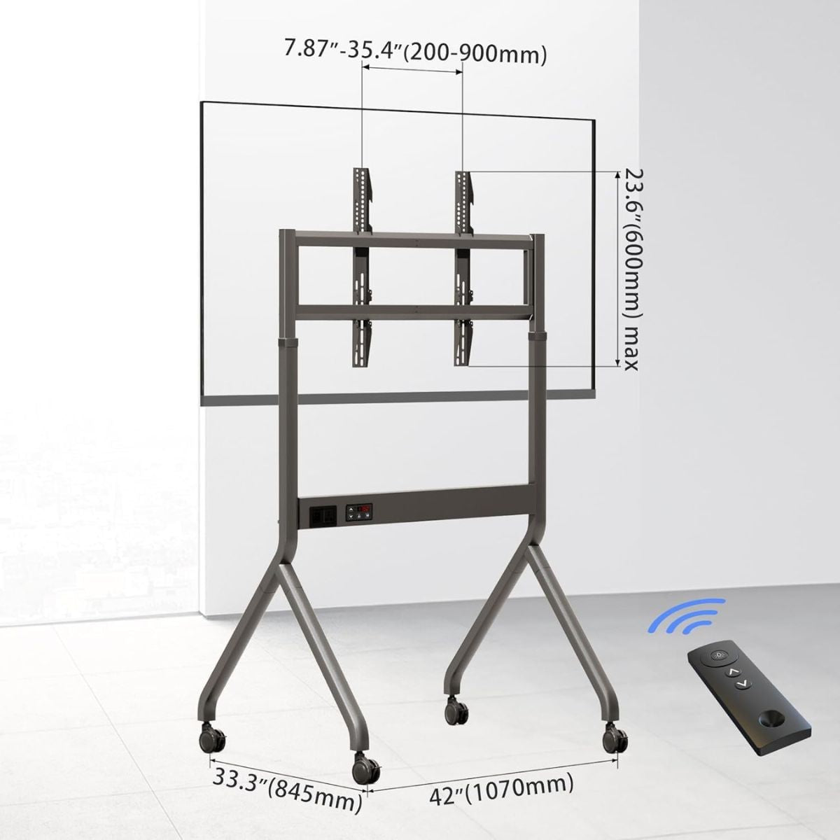 75 to 90 Inches Interactive Panel Movable Floor Stand Motorised Steel Cart Remote Control Electric Adjustable Height NB P220