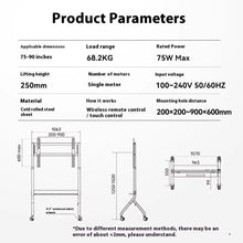 TV Movable Floor Stand Motorised Steel Video Conference Cart Remote Control Electric Adjustable Height Interactive Panel (43-90