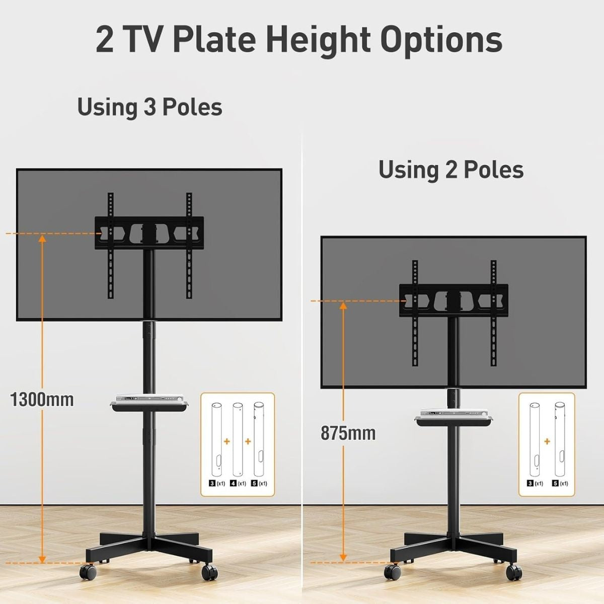 Gadget Wagon Mobile TV Stand for 23-60 Inch Flat Screen TVs, Tilt TV Cart with Adjustable Shelf & Locking Wheels, Rolling TV Floor Stand Max VESA 400x400mm, Portable TV Stand Holds Up to 77lbs. free shipping