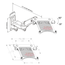 Laptop Wall Mount Gas Spring Arm Swivel, Tilt & Rotate for 10-17 Inches Notebooks Free Shipping