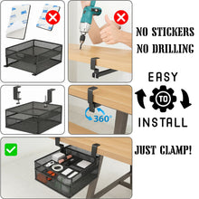 Gadget Wagon Metal Under Desk Organizer with 2 Shelves – No Drill, Office & Home Use (Black) free shipping