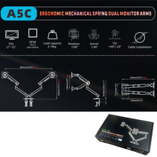 NB North Bayou Dual Monitor Desk Arm for 17-32” Screens |360° Swivel & Tilt Stand A5C