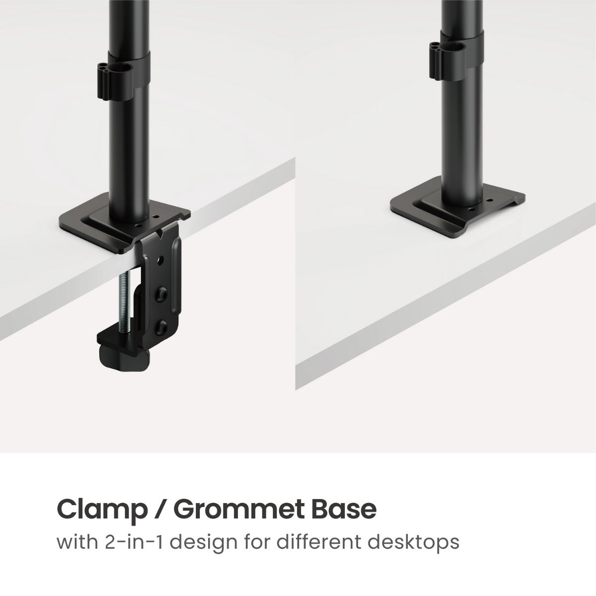 Laptop Desk Arm Stand with Holder for 10-17 Inch Laptops, 2-in-1 Clamp and Grommet Base, Adjustable Height, Retractable Clamps with Cable Cutouts, Non-Slip Pads, Safety Ledge free shipping