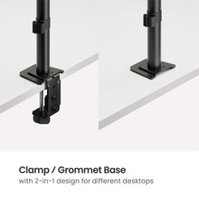 Laptop Desk Arm Stand with Holder for 10-17 Inch Laptops, 2-in-1 Clamp and Grommet Base, Adjustable Height, Retractable Clamps with Cable Cutouts, Non-Slip Pads, Safety Ledge free shipping