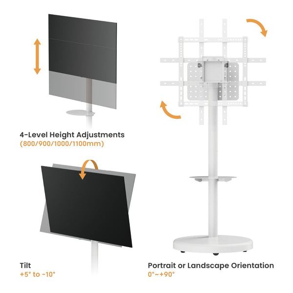 Tv Stands Rotation Rotating TV Stand – Landscape to Portrait Adjustable Media Console for ...