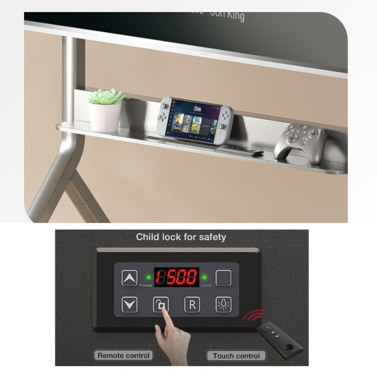 TV Movable Floor Stand Motorised Steel Video Conference Cart Remote Control Electric Adjustable Height Interactive Panel (43-90" / 68.2 Kgs Load Capacity |P150) free shipping