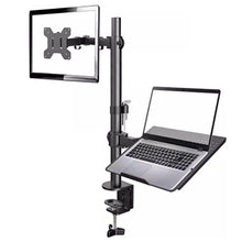 Laptop Desk Arm with Clamp and Grommet, Swivel and Tilt Function (Long Pole Monitor & Laptop Desk Arm)