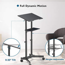 Height Adjustable Laptop Table with Wheels & Tilt | Sit Stand Workstation Dual Shelf free shipping