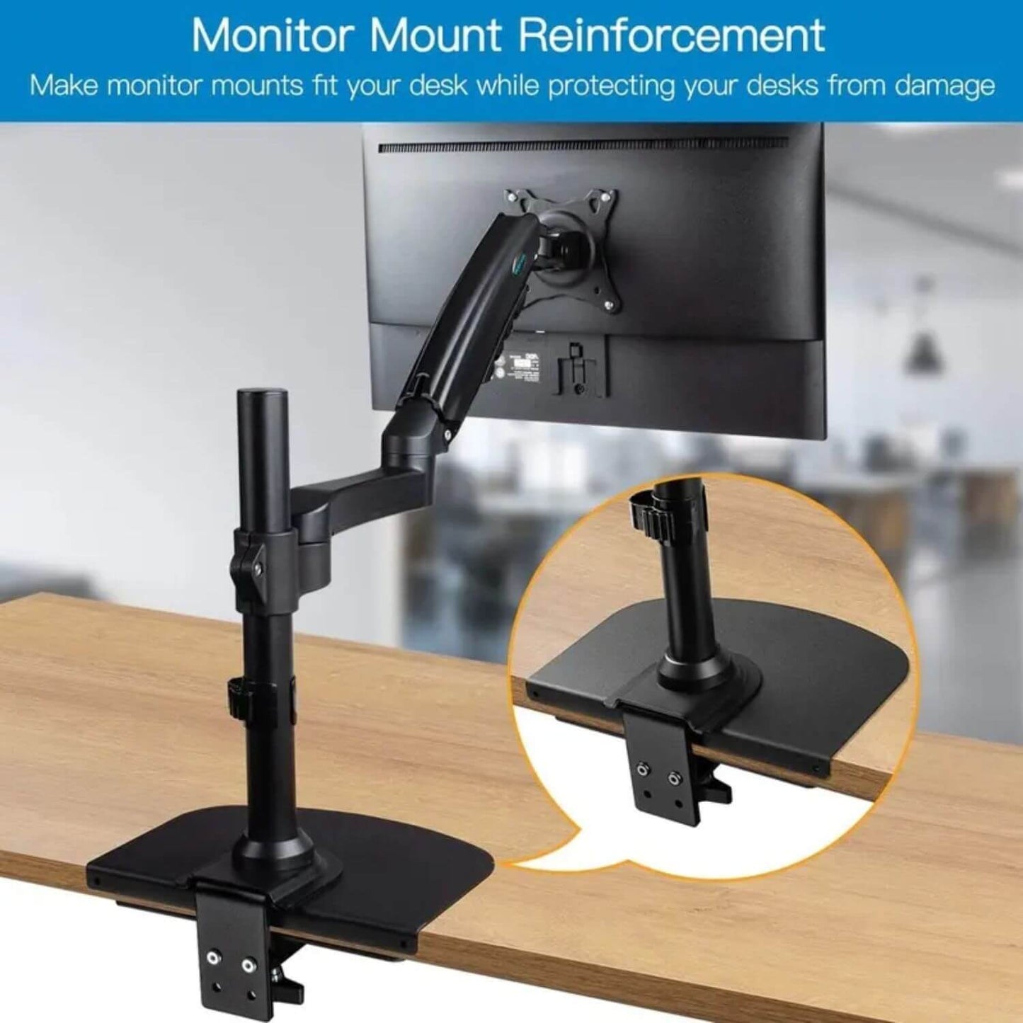 Protective Plate for Metal Monitor Mount Reinforcement Plate for Thin Glass Fragile Tabletop