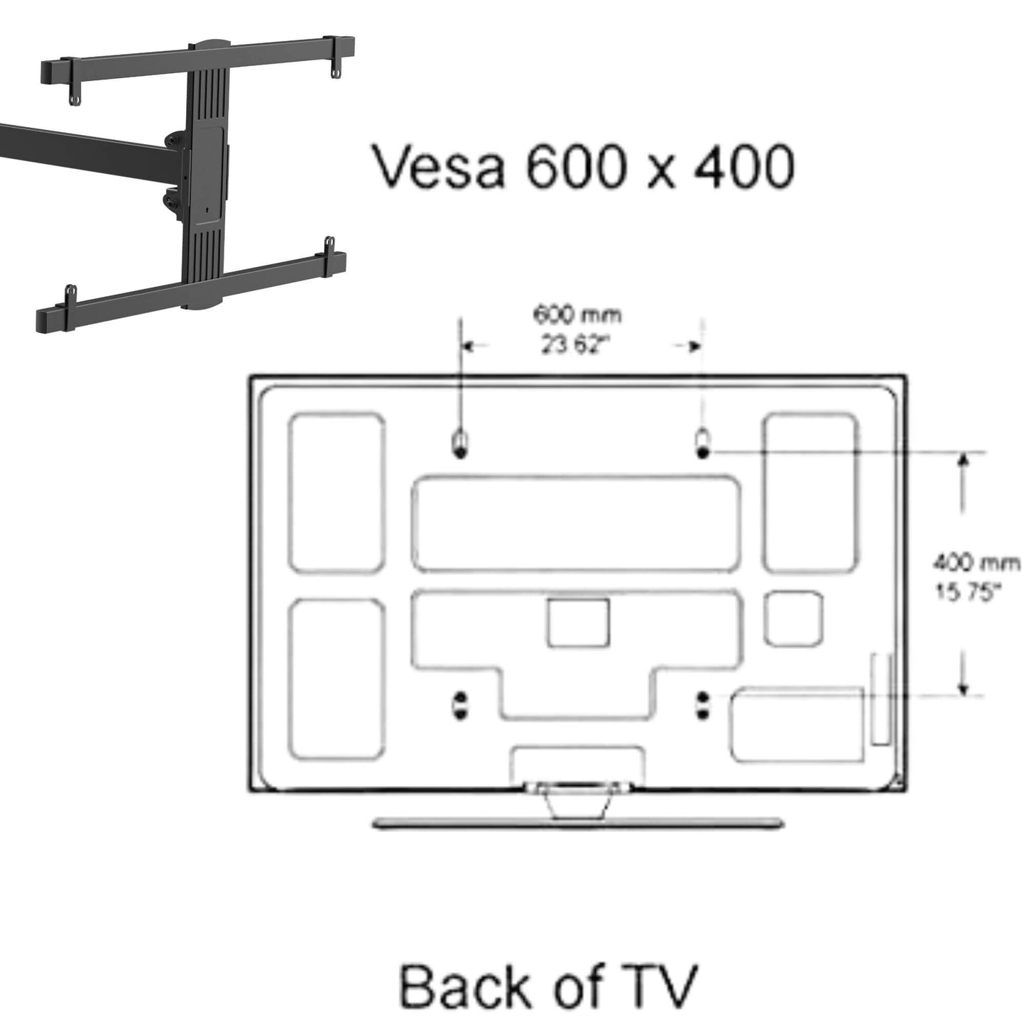 43 to 75 Inches TV Wall Mount, Long Arm 1060 mm, Swivel 270 Degrees, Tilt 20 Degrees, VESA 600x400 mm, 45 kg Load Capacity FREE SHIPPING