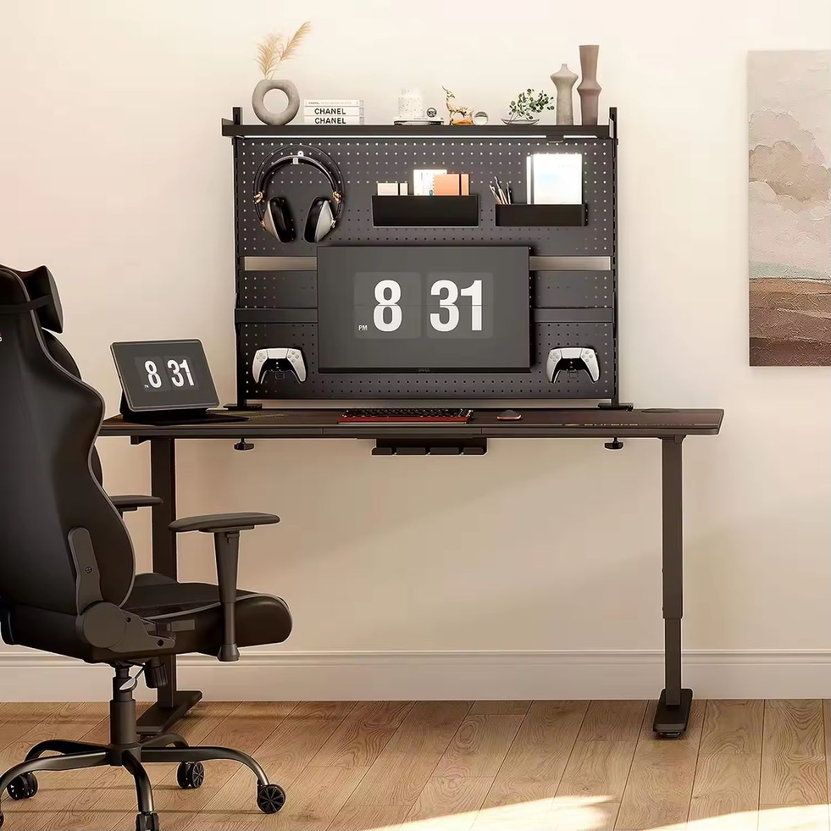 Gadget Wagon Desk Pegboard with Monitor Mount,2X Baskets, 2X Hooks, 1x top Shelf for Office, Gaming Desk Organizer, Privacy Panel,43 x 34inch, Black Desk Pegboard with Monitor Mount,2X Baskets, 2X Hooks, 1x top Shelf for Office, Gaming Desk Organizer, Privacy Panel,43 x 34inch, Black FREE SHIPPING