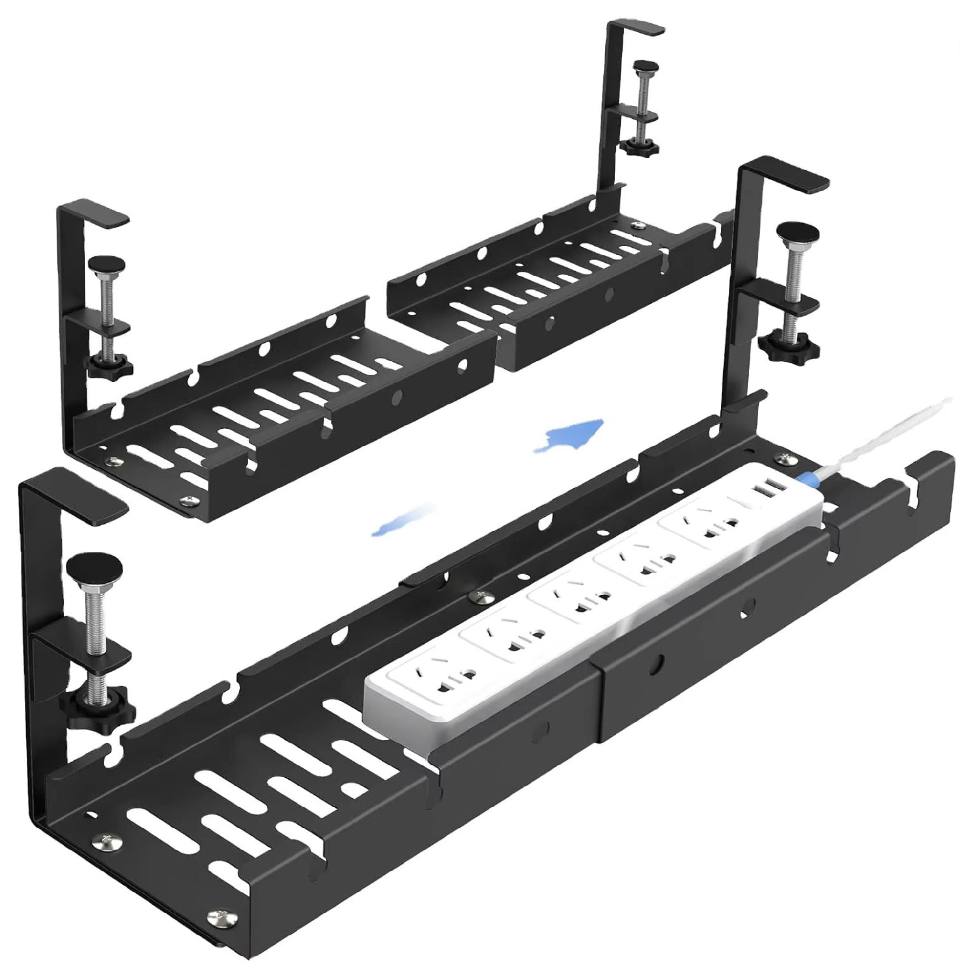 Gadget Wagon Extendable Cable Management Tray Organizer Under Desk for Office and Home No Drill Metal, Black Free Shipping
