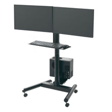 Gadget Wagon Mobile Desktop Monitor and CPU Stand with Keyboard Tray, Height Adjustable, Rolling Base