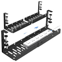 Cable Management Tray Organizer Under Desk Slim for Office Home No Drill Metal, Black 07
