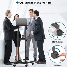 Height Adjustable Laptop Table with Wheels & Tilt | Sit Stand Workstation Dual Shelf free shipping