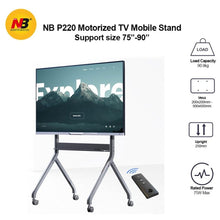 75 to 90 Inches Interactive Panel Movable Floor Stand Motorised Steel Cart Remote Control Electric Adjustable Height NB P220