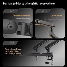 NB  17-32 inch Monitor Desk Spring Arm 360 Degree Movement Heavy Duty 2-9 kgs Load Capacity (Black, Single Arm)