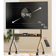 TV Movable Floor Stand Motorised Steel Video Conference Cart Remote Control Electric Adjustable Height Interactive Panel (43-90