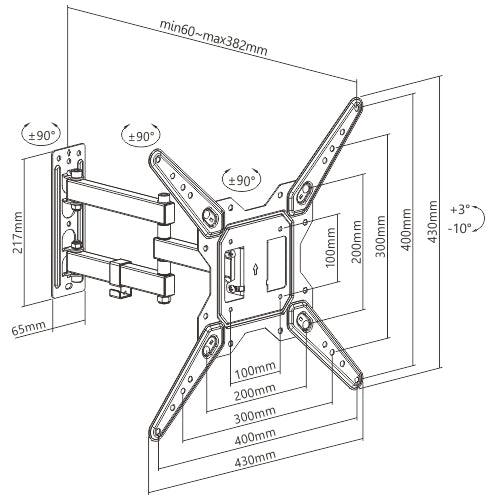 Gadget Wagon 23-55 inch LED TV Wall Mount Full Motion Swivel Tilt 30 kgs Load Capacity free shipping LDA68-443