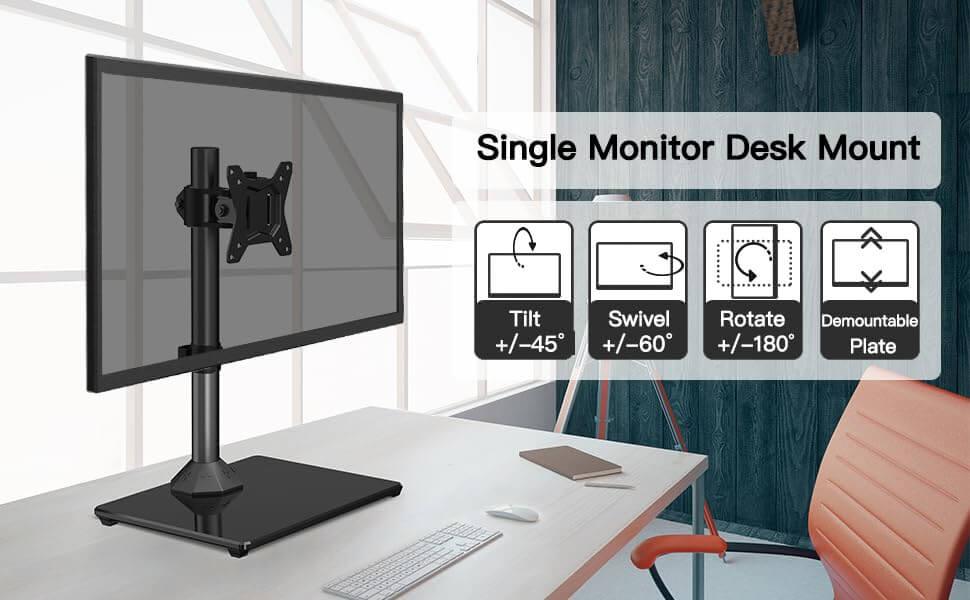 gadget wagon 13-32 inch Single Monitor Stand | Adjustable Height Swivel Universal Screen Freestanding for Ergonomic Viewing free shipping